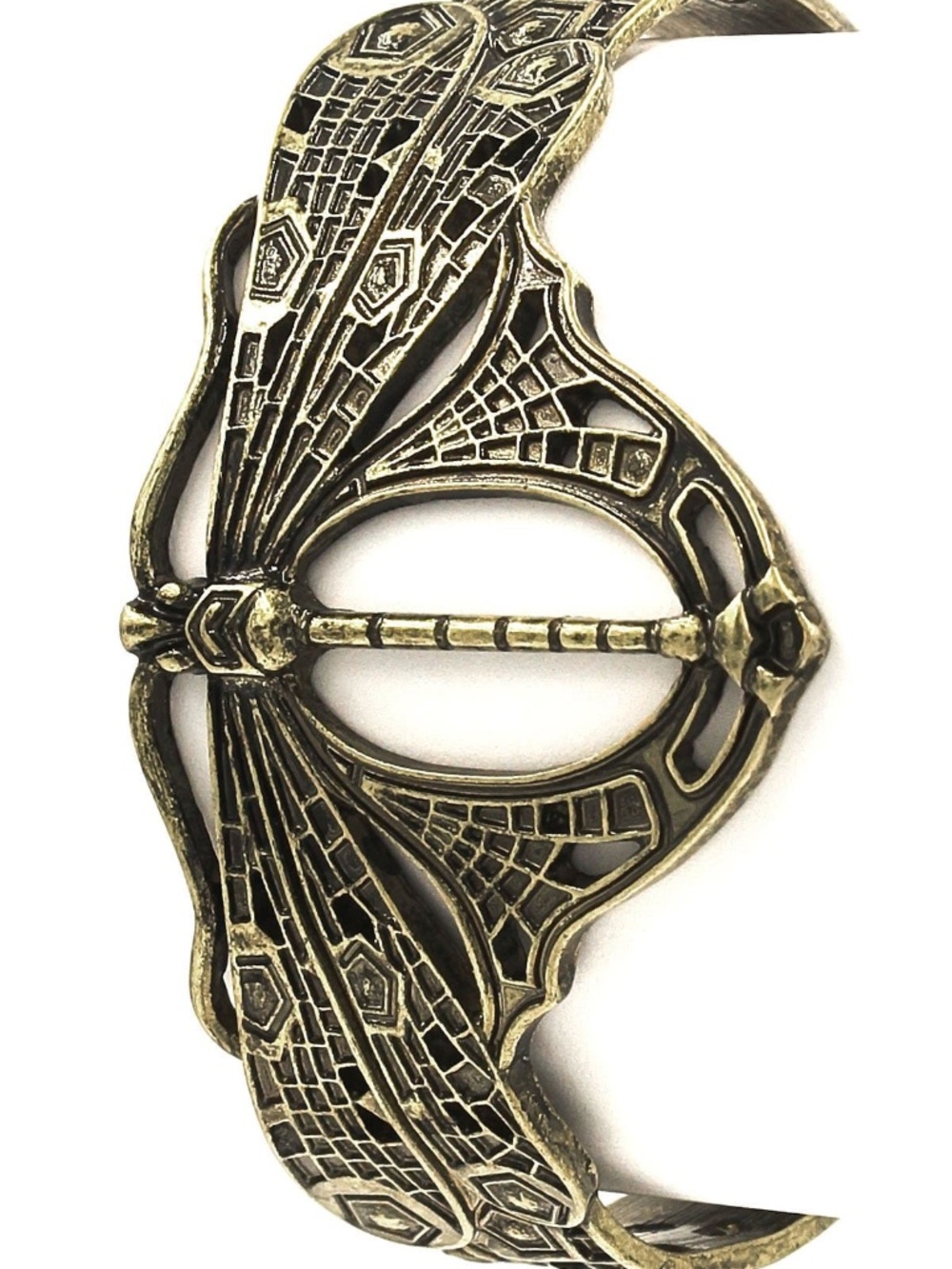 Womens Antique Worn Gold Dragonfly Vintage Cuff Bracelet